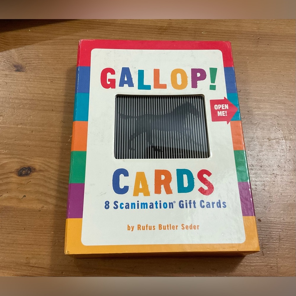 ScanimationGallop blank box cards set . Cards, envelopes,two sheets of stickers